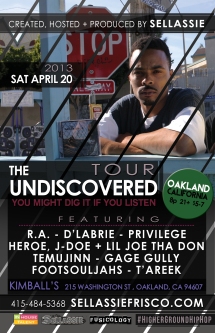 Sat 4/20 in Oakland - DLabrie live on Undiscivered Tour w/ Sellassie and more